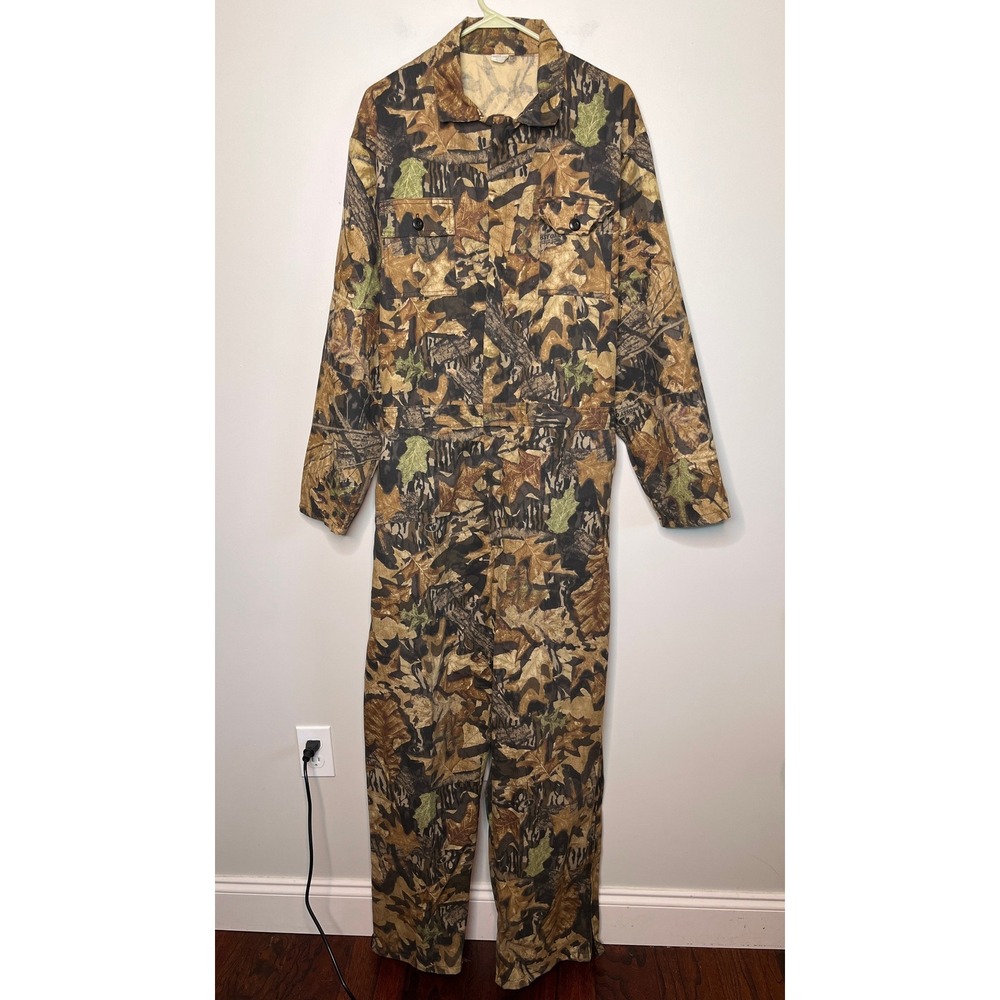 Mossy Oak Camouflage Camo Hunting Oak Leaves Outdoors Coveralls Jumpsuit L 38x33